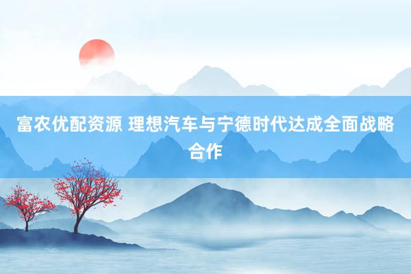 富农优配资源 理想汽车与宁德时代达成全面战略合作