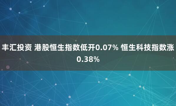 丰汇投资 港股恒生指数低开0.07% 恒生科技指数涨0.38%