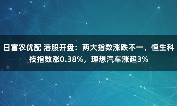 日富农优配 港股开盘：两大指数涨跌不一，恒生科技指数涨0.38%，理想汽车涨超3%